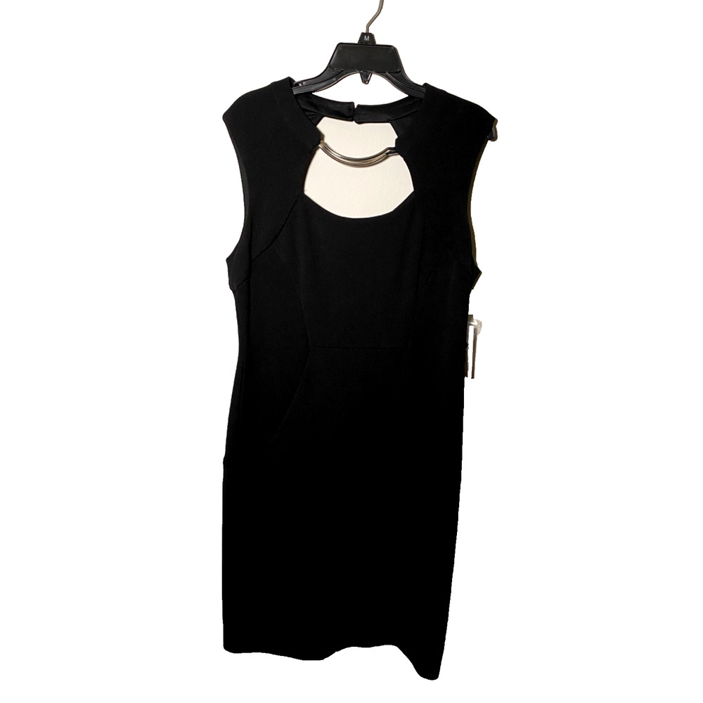 Bisou Bisou - Womens Black Dress - Silver Tone Collar Neckline - NEW
